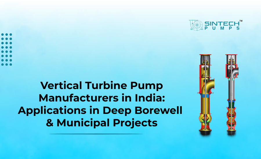 Vertical turbine pump installed in a deep borewell for agricultural irrigation in India